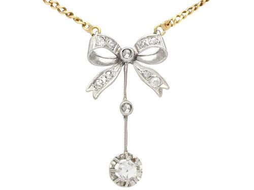 0.45ct Diamond & 18ct White Gold Bow Necklace - Antique c.1920 (1 of 9) 0.45ct Diamond & 18ct White Gold Bow Necklace - Antique c.1920 (1 of 9)