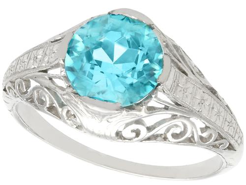 3.34ct Blue Zircon & Platinum Dress Ring - Antique c.1920 (1 of 9) 3.34ct Blue Zircon & Platinum Dress Ring - Antique c.1920 (1 of 9)