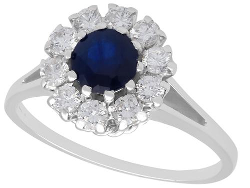0.78ct Sapphire & 0.74ct Diamond, 18ct White Gold Dress Ring - Vintage c.1980 (1 of 9) 0.78ct Sapphire & 0.74ct Diamond, 18ct White Gold Dress Ring - Vintage c.1980 (1 of 9)