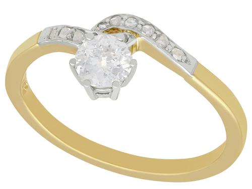 0.50ct Diamond & 14ct Yellow Gold Twist Ring - Antique c.1910 (1 of 9) 0.50ct Diamond & 14ct Yellow Gold Twist Ring - Antique c.1910 (1 of 9)