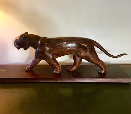 Art Deco Carved Sculpture of a Panther (1 of 1)