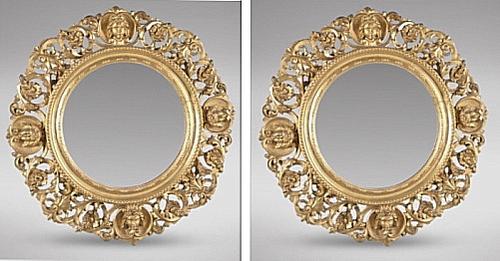 Pair of Italian Carved Giltwood Circular Mirrors (1 of 4)