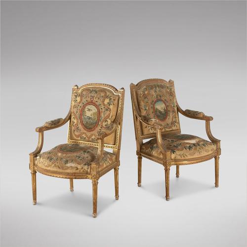 Pair of French Louis XVI Late 19th Century Armchairs (1 of 6)