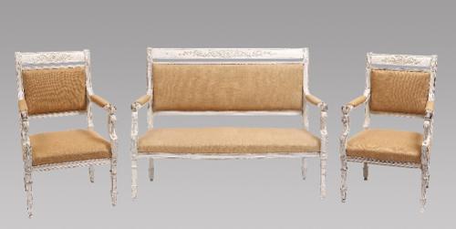 Italian White Painted Carved Wood Three Piece Suite (1 of 1)