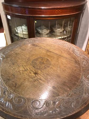 Carved Victorian Oak Tripod Table (1 of 1)