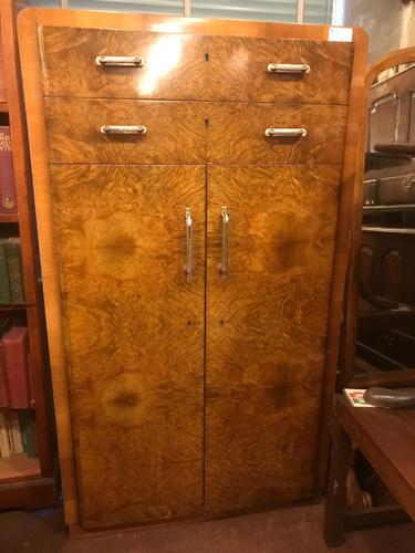 Art Deco Walnut Wardrobe (1 of 1)