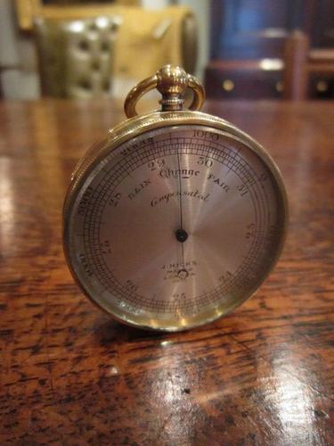 Quality Victorian Hicks of London Pocket Barometer (1 of 1)