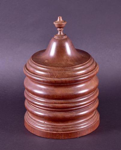 Tobacco Jar in Turned Mahogany c.1920 (1 of 4)