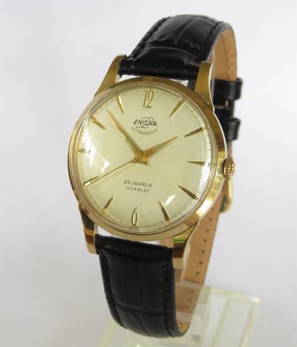 Gents 9ct Gold Enicar Ultrasonic Wrist Watch, 1956 (1 of 5)