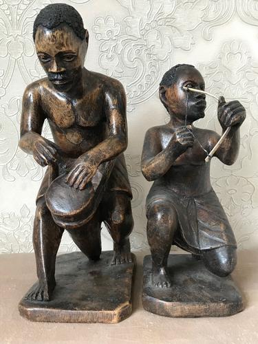 Pair of Small Vintage Tribal Men Dancing African Ethnographic Warrior Statues (1 of 24) Pair of Small Vintage Tribal Men Dancing African Ethnographic Warrior Statues (1 of 24)