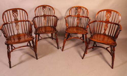 Set of 4 Yew Wood Windsor Chairs Nicholson Rockley (1 of 22)