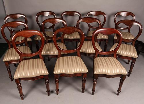 Set of 12 Victorian Mahogany Balloon Back Dining Chairs (1 of 1)