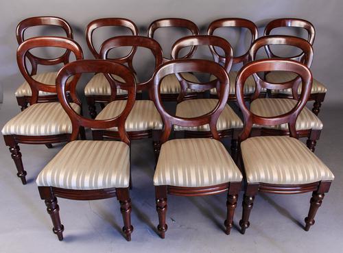 Set of 12 Victorian Mahogany Balloon Back Dining Chairs (1 of 1)