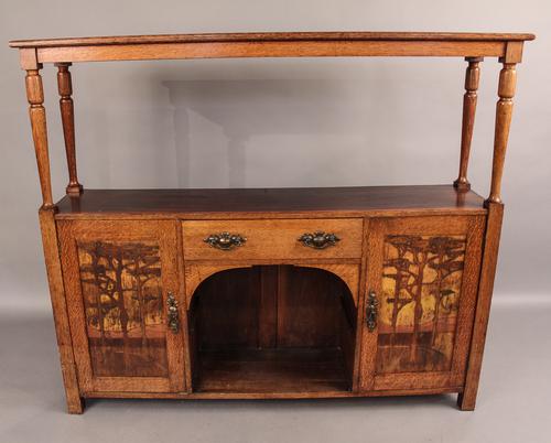 Arts & Crafts Bookcase in Oak Inlaid Panels C.1890 (1 of 1)