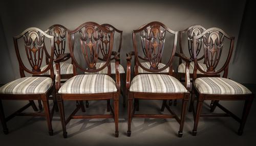 Set of 8 Hepplewhite Style Dining Chairs Inlaid c.1900 (1 of 1)