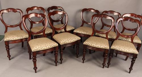 Set of 10 Victorian Mahogany Balloon Back Dining Chairs (1 of 1)