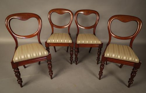 Set of 4 Victorian Mahogany Balloon Back Dining Chairs (1 of 1)