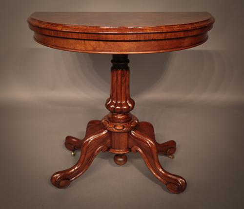 Victorian Demi Lune Games Table Burr Walnut (1 of 1) Victorian Demi Lune Games Table Burr Walnut (1 of 1)