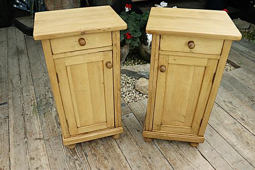 Large Pair of Old Stripped Pine Bedside Cabinets / Cupboards-We Deliver! (1 of 9)