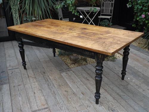 Fabulous! Big Old Antique 2m / 6ft 7"/ 8 Seat Pine & Painted Kitchen / Dining Table (1 of 1)