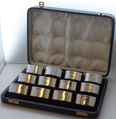 Boxed Set of 12 Solid 1936 Hallmarked Silver Napkin or Serviette Rings 422.7g (1 of 8) Boxed Set of 12 Solid 1936 Hallmarked Silver Napkin or Serviette Rings 422.7g (1 of 8)