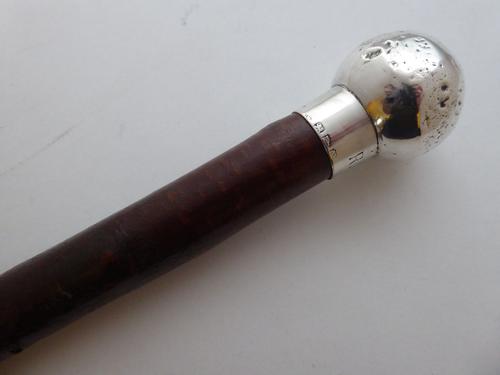 Victorian Walking Stick Cane Country Solid Silver Pommel Hazelwood Shaft (1 of 11)