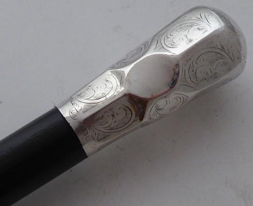 1924 Walking Stick Cane Hallmarked Solid Silver Pommel Ebony Wood Shaft (1 of 1) 1924 Walking Stick Cane Hallmarked Solid Silver Pommel Ebony Wood Shaft (1 of 1)