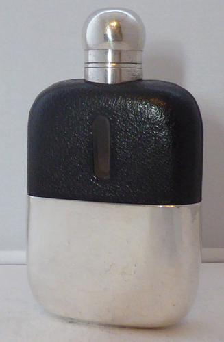 James Dixon 1930s Silver Plated Leather Bound Glass Hip Flask (1 of 1) James Dixon 1930s Silver Plated Leather Bound Glass Hip Flask (1 of 1)