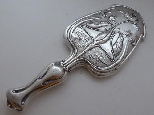 Solid Hallmarked Silver Hand Mirror Kingfishers 1919 (1 of 1) Solid Hallmarked Silver Hand Mirror Kingfishers 1919 (1 of 1)