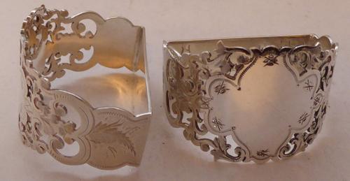 Victorian Boxed Pair Hallmarked 1896 Solid Silver Napkin Rings Serviette Ring (1 of 1)