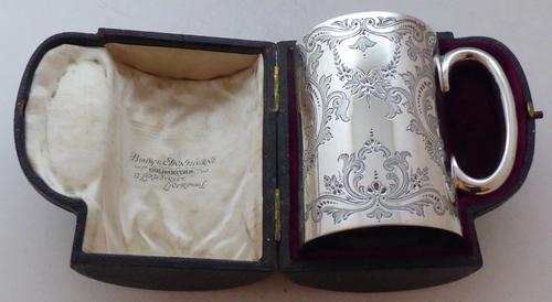 Boxed Victorian 1899 Hallmarked Solid Silver Christening Mug Tankard 243g (1 of 1)