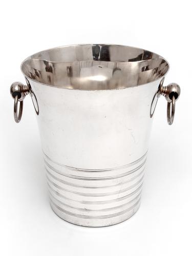 Large Art Deco Style Silver Plated French Ice Bucket with Looped Handles (1 of 3)