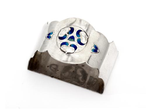 Jacobs & Son Demi-Lune Silver & Enamel Napkin Ring (1 of 3)