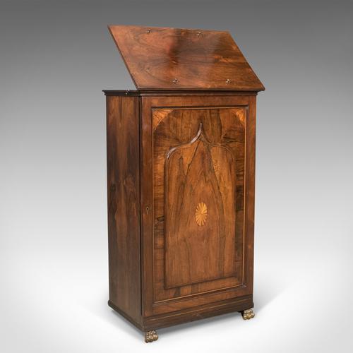 English Regency Antique Music Cabinet with Stand, Rosewood C.1820 (1 of 1)