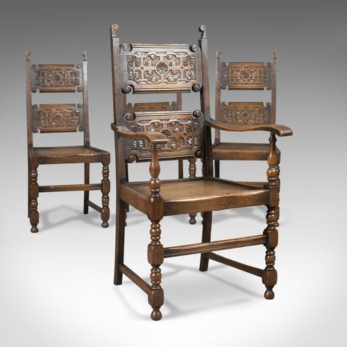 Scottish Set of 4 Antique Oak Dining Chairs C.1900 (1 of 1) Scottish Set of 4 Antique Oak Dining Chairs C.1900 (1 of 1)