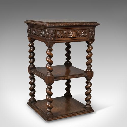 Antique Side Table, Carved Green Man English Oak Stand, Whatnot c.1880 (1 of 1)