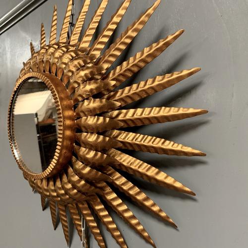 Spanish Sunburst Mirror in Gilt Toleware (1 of 6)