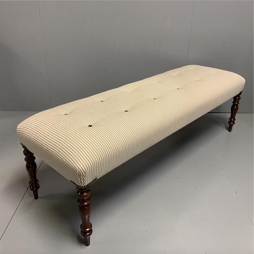 5' Regency Long Stool in a Buttoned Ticking Stripe (1 of 7)