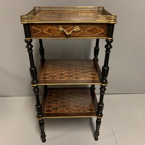 French Geometric Inlaid Amboyna Etagere Side Table (1 of 10) French Geometric Inlaid Amboyna Etagere Side Table (1 of 10)