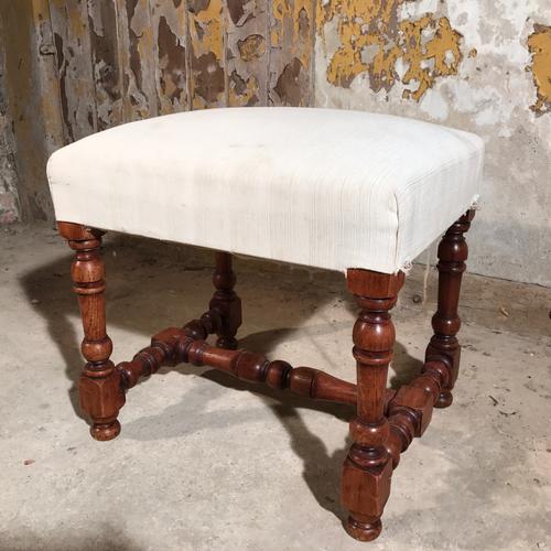 French Oak Turned Leg Stool c.1900 (1 of 1)