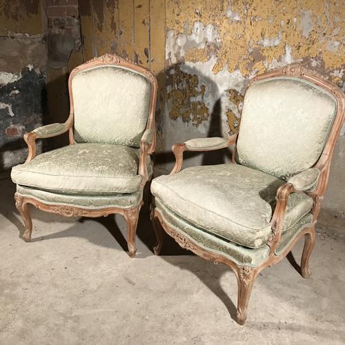 Pair of French Bleached Louis XV Style Armchairs (1 of 1)