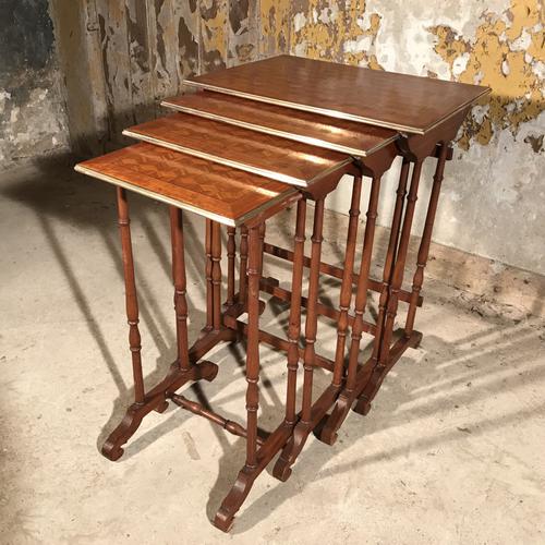 Quartetto Nest of Four Tables with Brass & Marquetry (1 of 1)