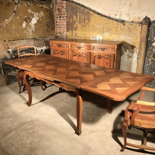 French Cherry Parquet Extending Dining Table c.1920 (1 of 1)