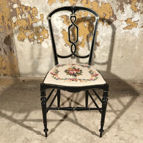 French Black Lacquered & Gilt Chair c.1920 (1 of 1)