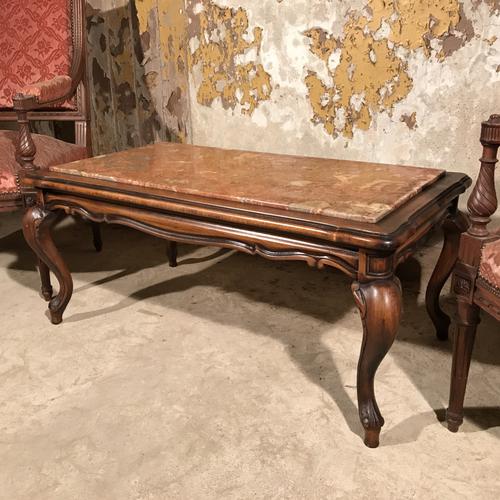 French Walnut & Marble Top Coffee Table c.1920 (1 of 1) French Walnut & Marble Top Coffee Table c.1920 (1 of 1)