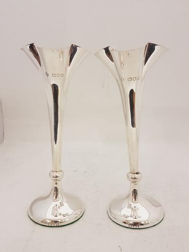 Fine Pair of Antique Victorian Silver Vases (1 of 1)