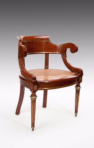 Antique French Mahogany & Brass Desk Chair (1 of 1) Antique French Mahogany & Brass Desk Chair (1 of 1)