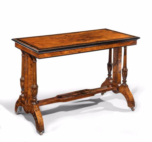 Quality Antique Walnut & Ebony Inlaid Table c.1860 (1 of 1)