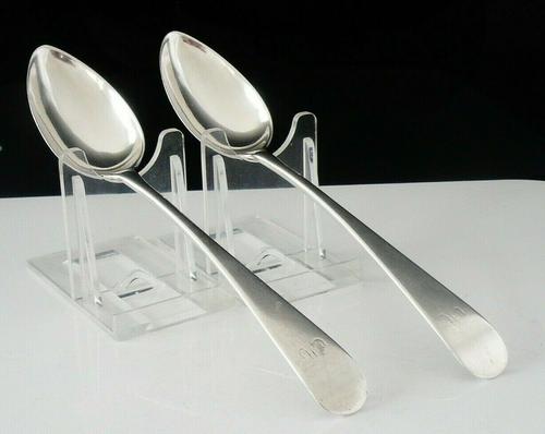 Pair of Scottish Provincial Silver Dessert Spoons, William Clarke, Greenock c.1780 (1 of 7) Pair of Scottish Provincial Silver Dessert Spoons, William Clarke, Greenock c.1780 (1 of 7)