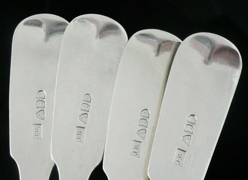 4 Scottish Provincial Silver Dessert Spoons, Aberdeen c.1840, James Berry (1 of 12) 4 Scottish Provincial Silver Dessert Spoons, Aberdeen c.1840, James Berry (1 of 12)